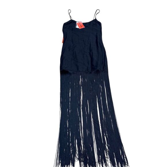 NWT Simon Miller Women's Black Zodiac Draped Fringe Gown Size 6 Maxi Dress - Picture 3 of 10